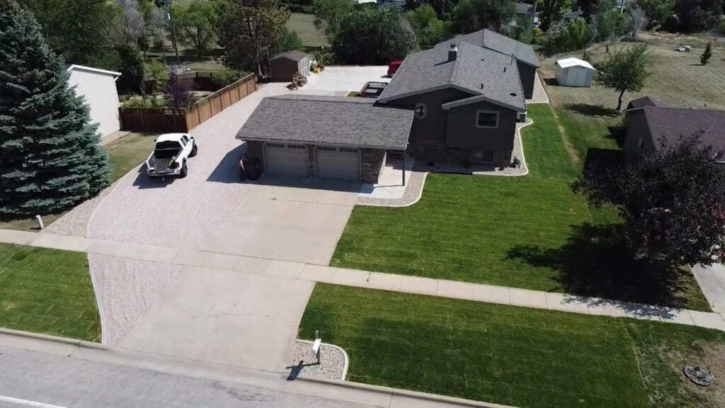 Home in Rapid City with New Sod Lawn Installed by A&M