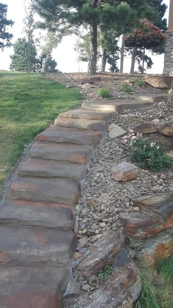 Custom Rock stairs and planter in the Black Hills