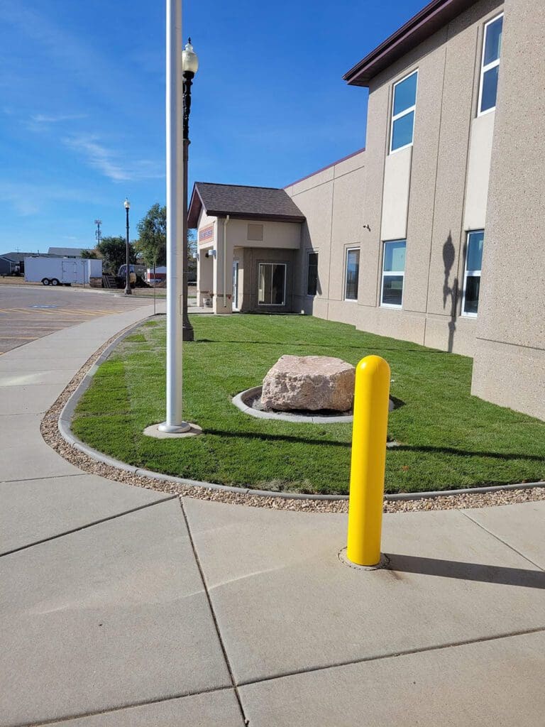 New front landscaping at a commercial building in Rapid City