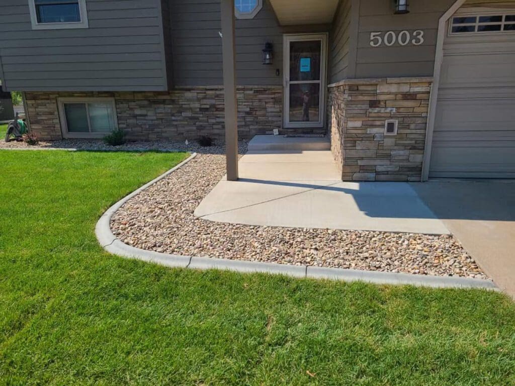 new landscaping bed at a home in rapid city